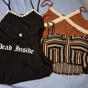 SHEIN Black and Brown Crop Tops Set